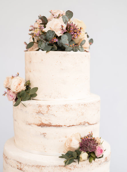 Semi-Naked Wedding Cake - 3 Tiers Serves 90-100