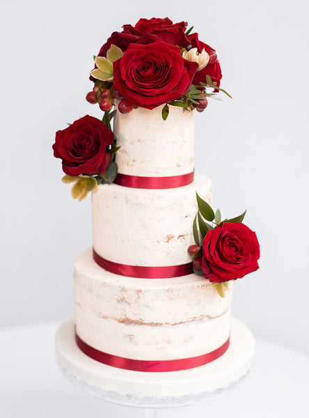 Semi-Naked Wedding Cake - 3 Tiers Serves 90-100