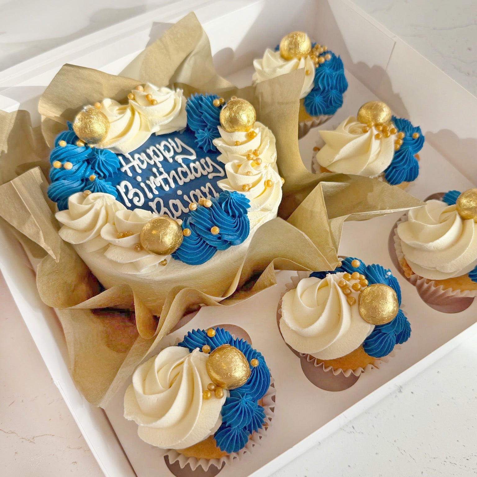 Gold & Blue Lux 'Bento Box' of Cake - NEW!