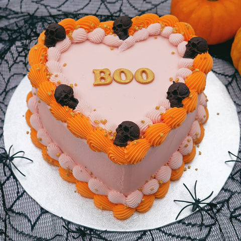 Boo-tiful Heart Cake in Pink & Orange