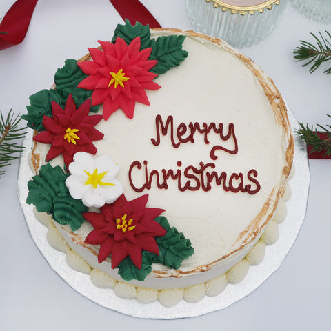 Piped Christmas Flower Cake