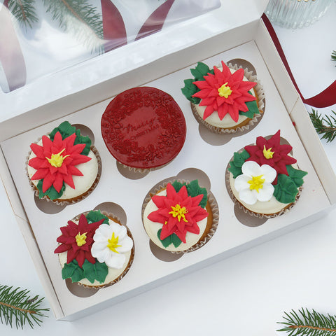 Poinsettia Christmas Cupcakes