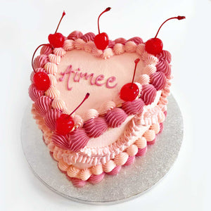 Retro Cherry Heart Cake -  Colour options available - NEW!
