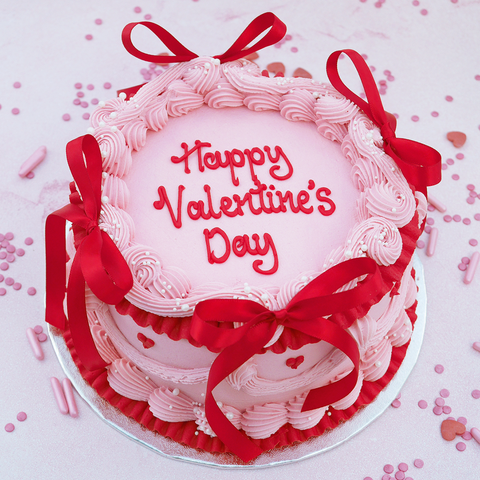 Valentine's Day Vintage Style Ribbon Cake