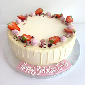 'Strawberry Bon Bon' White Chocolate Drip Cake