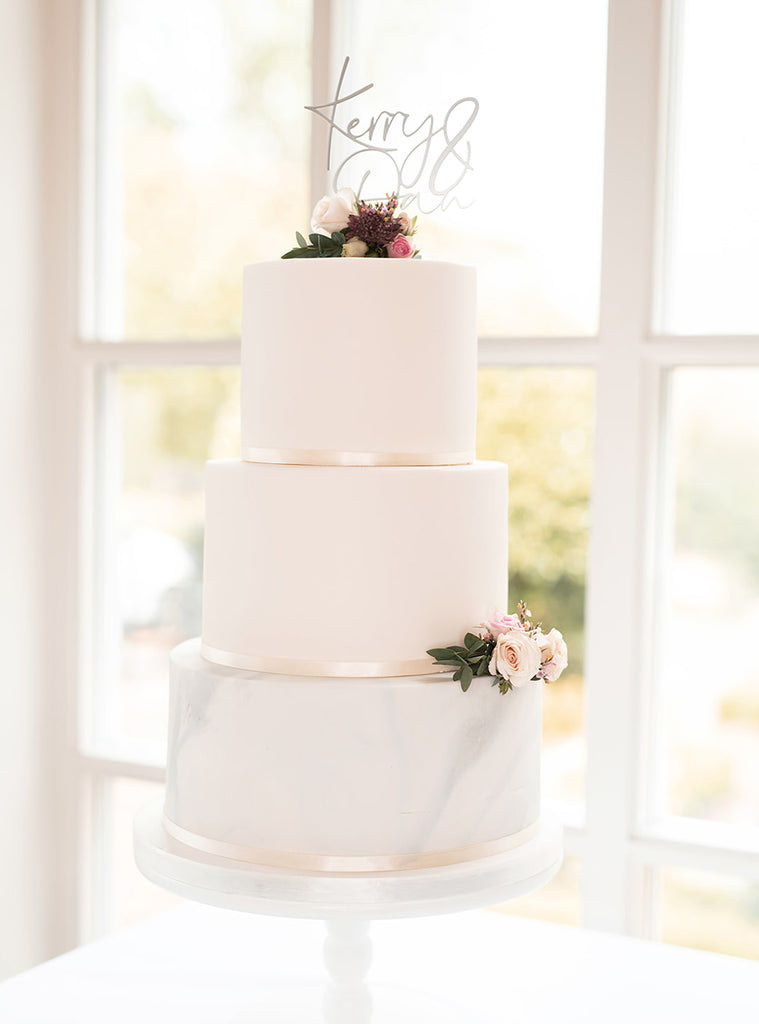 Ivory and White Contrast Wedding Cake – The Cake Guru