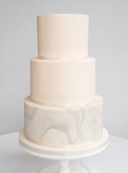 Classic Ivory Wedding Cake with Marble Effect - 3 Tiers Serves 50-60