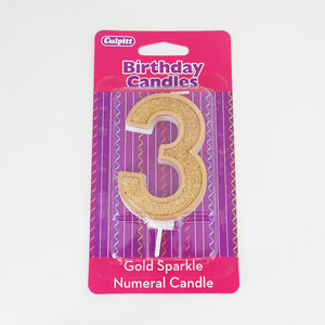 Gold Sparkle Number Candle