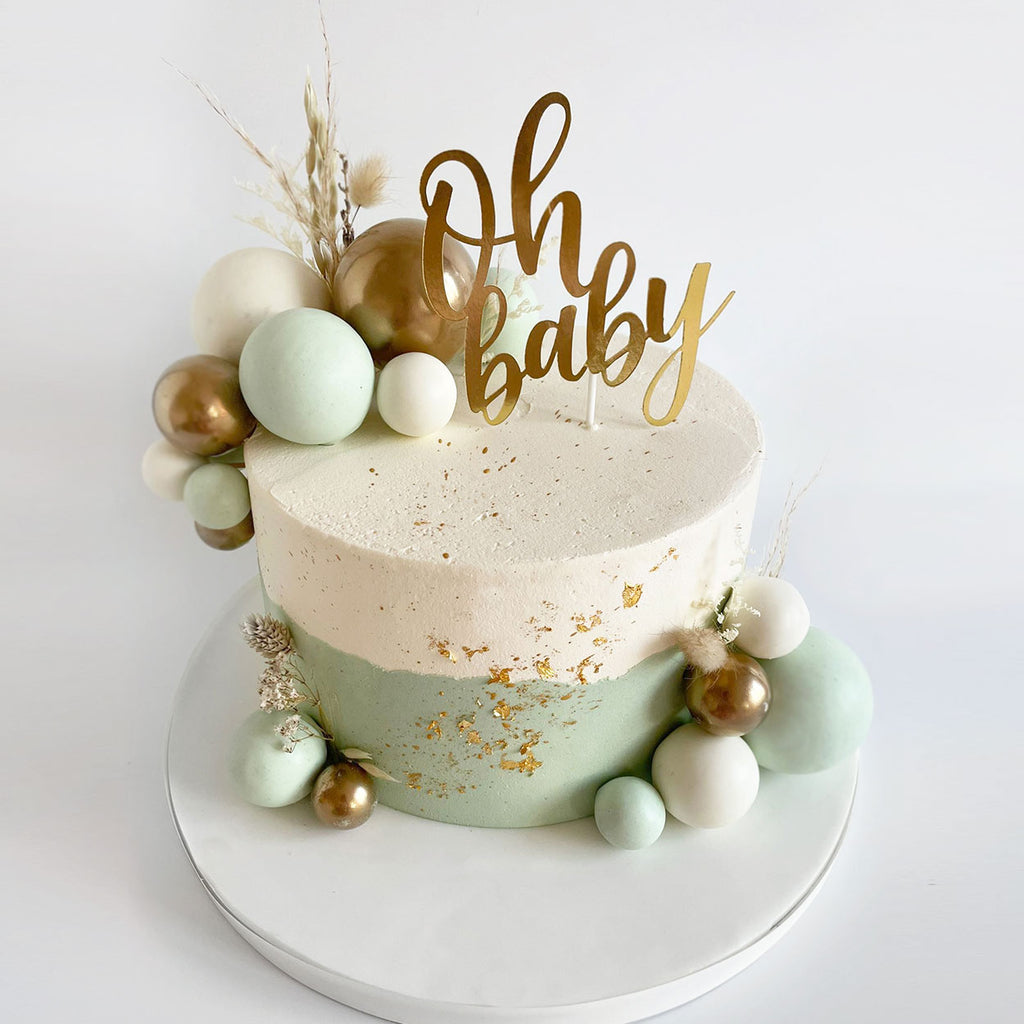 Baby Cake Oh Baby Party Supplies Oh Baby! Celebration Cake With Gold Topper The Cakery Leamington