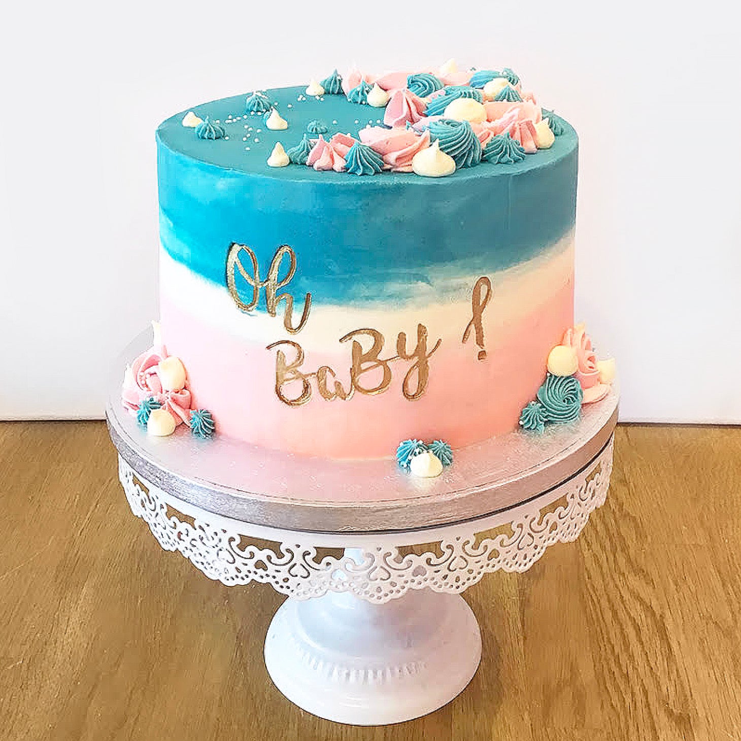 Gender Reveal Ombre Celebration Cake