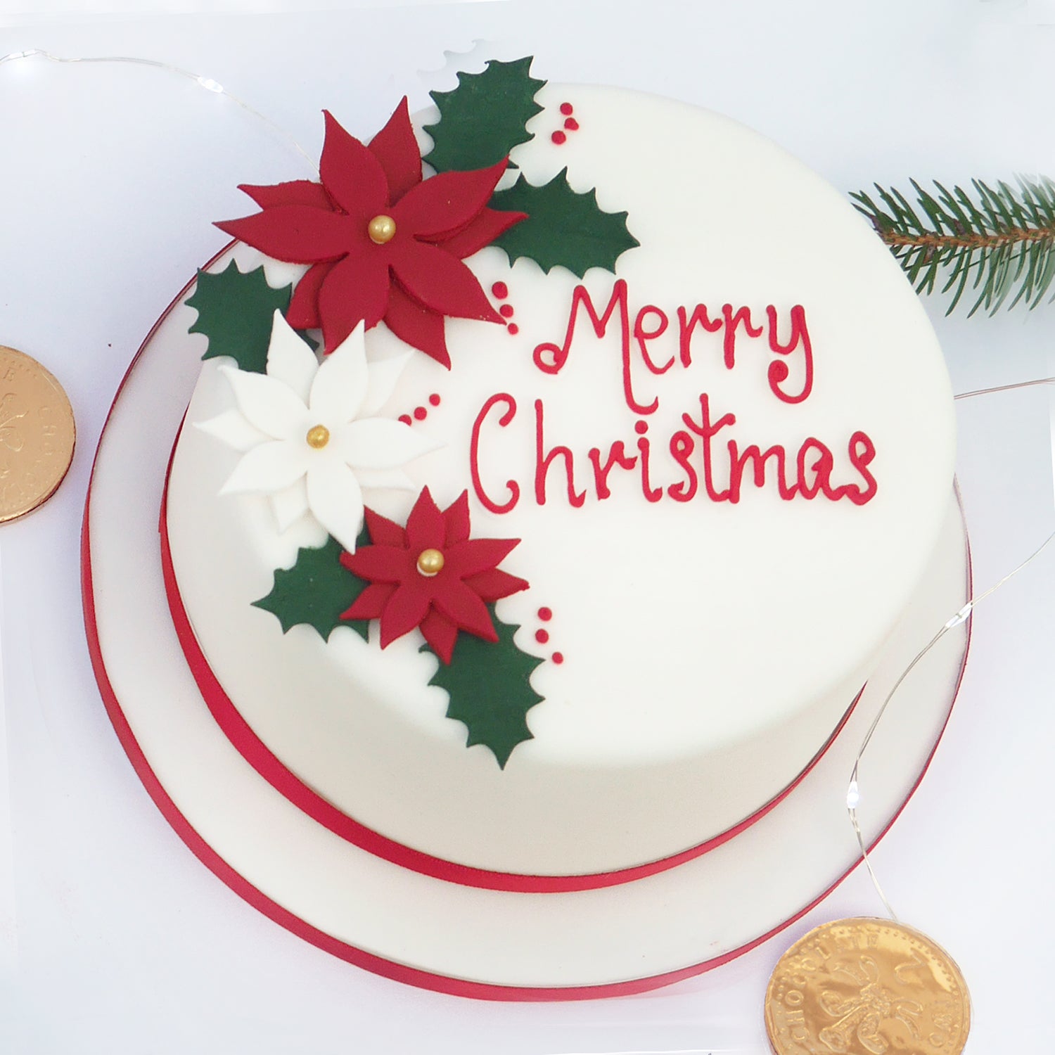 Poinsettia Christmas Fruit Cake