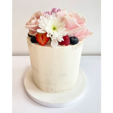 Gluten Free Semi-Naked Cake with Fresh Fruit and Flowers